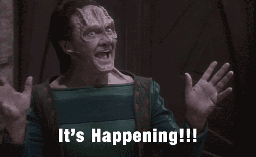 Man Saying It's Happening With Hands Up GIF