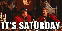 Man Saying It's Saturday Blinking Text GIF
