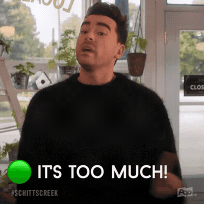 Man Saying It's Too Much In Front Of Green Circle GIF