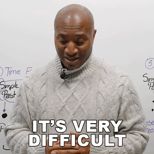 Man Saying It's Very Difficult In Front Of Whiteboard GIF