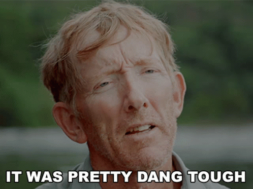 Man Saying It Was Pretty Dang Tough In Front Of Green Background GIF