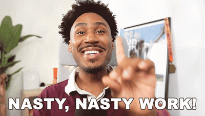 Man Saying Nasty Nasty Work In Front Of Framed Picture GIF