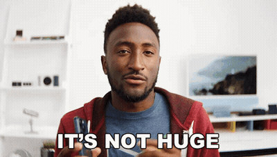Man Saying Not Huge In Front Of Monitor GIF