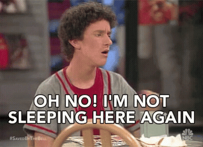 Man Saying Oh No I'm Not Sleeping Here Again GIF