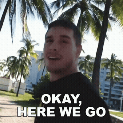 Man Saying Okay Here We Go By Palm Tree GIF