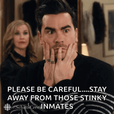 Man Saying Please Be Careful Stay Away Stinky Inmates GIF