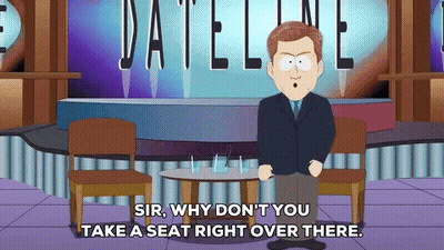 Man Saying Sir Why Don't You Take A Seat Right Over There GIF