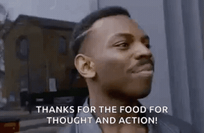 Man Saying Thanks for the Food for Thought and Action