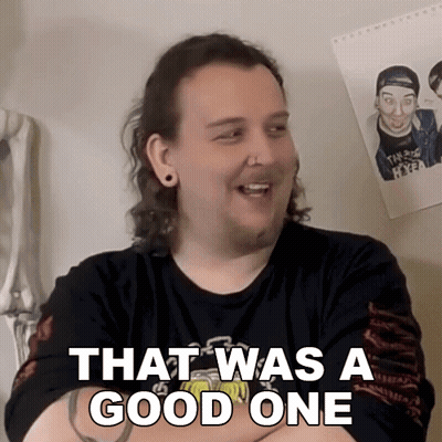 Man Saying That Was A Good One In Front Of Picture GIF