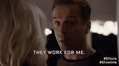 Man Saying They Work For Me To Woman GIF