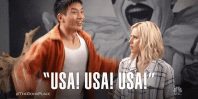Man Saying USA USA USA Next To Woman GIF