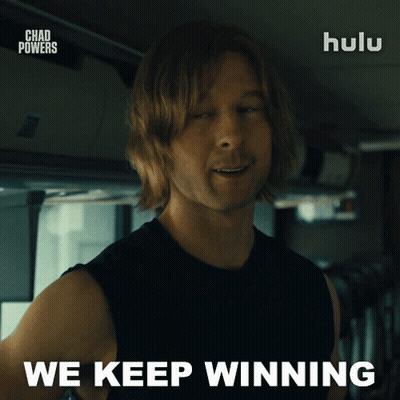 Man Saying We Keep Winning In Hulu Ad GIF