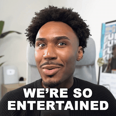 Man Saying We're So Entertained In Office Chair GIF