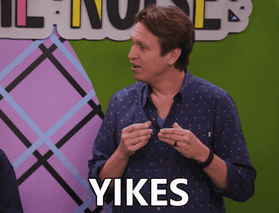 Man Saying Yikes In Front Of Green Background GIF