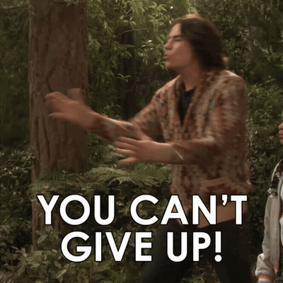 Man Saying You Can't Give Up In The Woods GIF