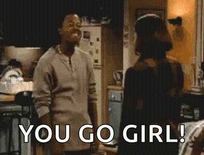 Man Saying You Go Girl in Kitchen