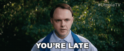 Man Saying You're Late Near Trees GIF