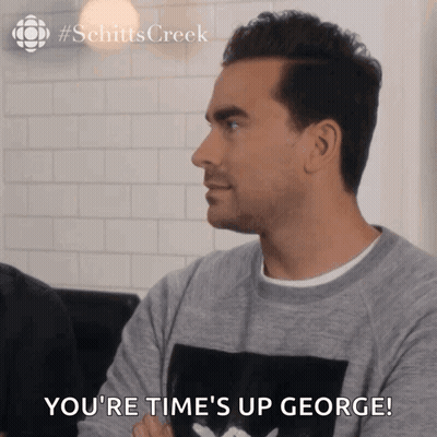 Man Saying You're Time's Up George In Grey Sweater GIF
