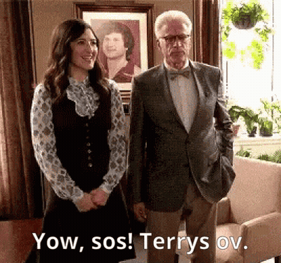 Man Saying Yow Sos Terry Ov Beside Woman GIF