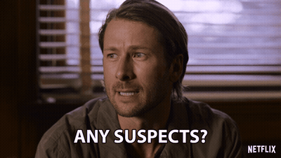 Man Says Any Suspects In Front Of Netflix Logo GIF