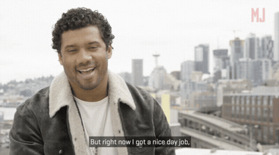 Man Says But Right Now I Got A Nice Day Job In Front Of City Skyline GIF