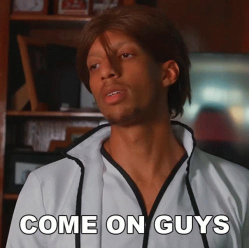 Man Says Come On Guys While Wearing White Jacket GIF