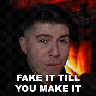Man Says Fake It Till You Make It In Front Of Fire GIF