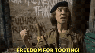 Man Says Freedom For Tooting In Front Of Graffiti GIF