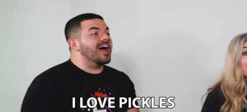 Man Says I Love Pickles Standing Next To Woman GIF