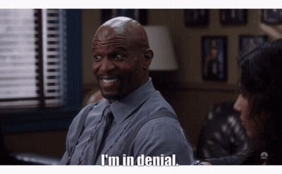 Man Says I'm In Denial In Front Of Window GIF