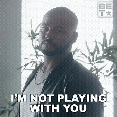 Man Says I'm Not Playing With You In Front Of Plant GIF
