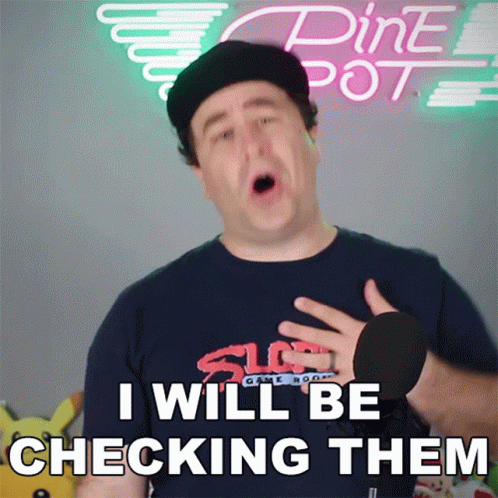 Man Says I Will Be Checking Them In Front Of Pine Pot Logo GIF