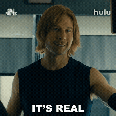 Man Says It's Real In Front Of Hulu Ad GIF