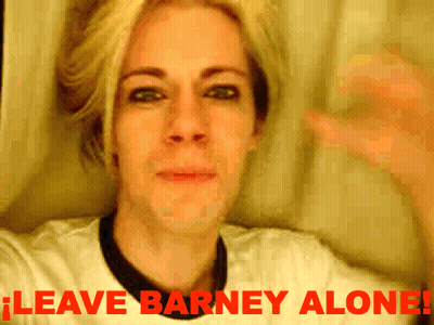 Man Says Leave Barney Alone In Red GIF