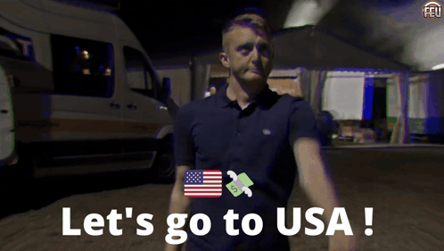 Man Says Let's Go To USA White Van GIF