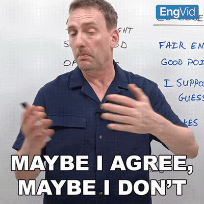 Man Says Maybe I Agree Maybe I Don't In Front Of Whiteboard GIF