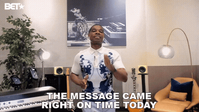 Man Says Message Came Right On Time In Front Of Keyboard GIF