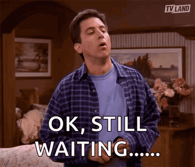 Man Says OK Still Waiting In Living Room GIF