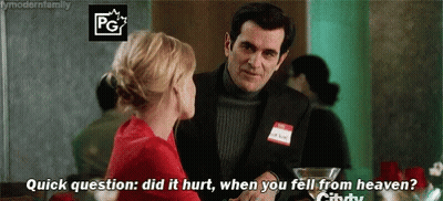 Man Says Quick Question Did It Hurt When You Fell From Heaven GIF