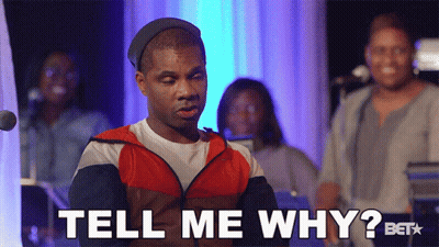 Man Says Tell Me Why In Front Of BET Logo GIF
