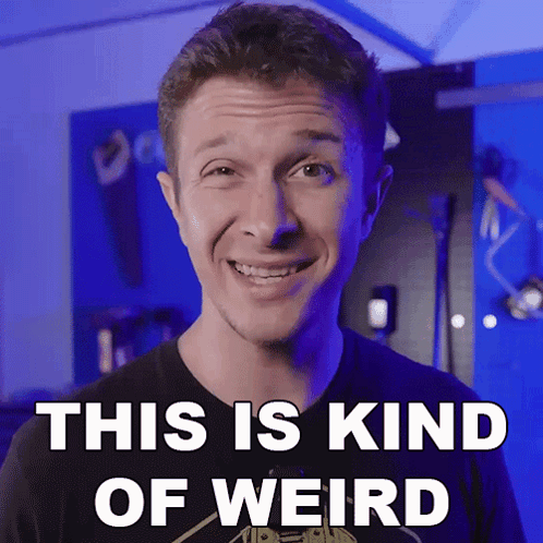 Man Says This Is Kind Of Weird In Front Of Blue Background GIF