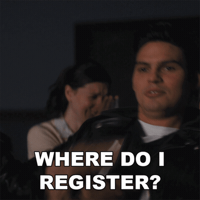 Man Says Where Do I Register In Front Of Woman GIF