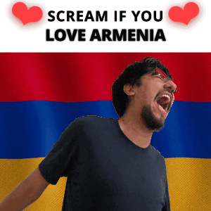 Man Screaming At Flag Scream If You Love Armenia GIF
