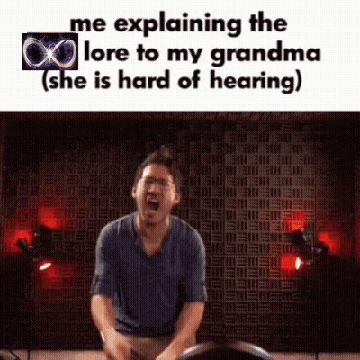 Man Screaming Explaining Lore To Grandma GIF