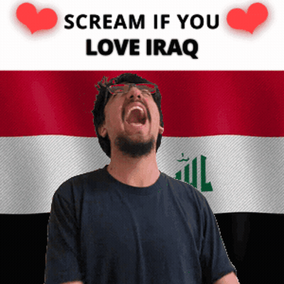 Man Screaming Flag Saying Scream If You Love Iraq GIF