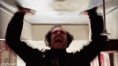 Man Screaming Holding Ceiling Fan GIF