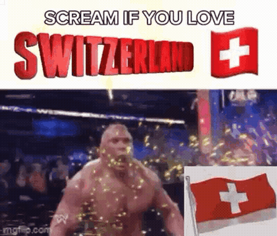 Man Screaming If You Love Switzerland Holding Flag GIF