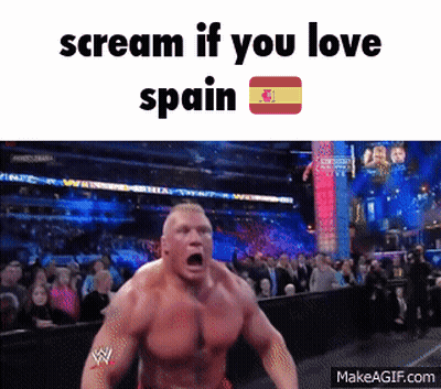 Man Screaming In Crowd Saying Scream If You Love Spain GIF