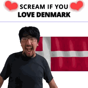 Man Screaming In Front Of Denmark Flag Sticker