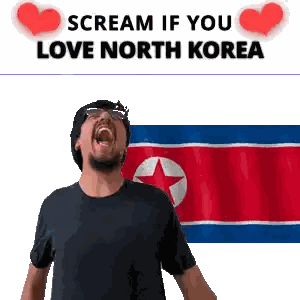 Man Screaming In Front Of North Korea Flag Sticker
